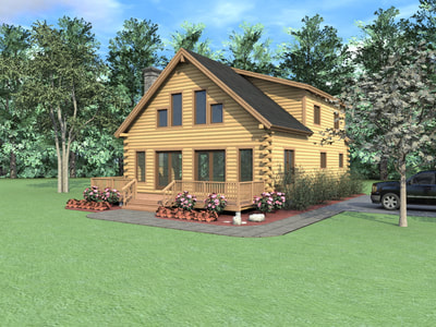 PIEDMONT (03W0018) Real Log Homes rendering